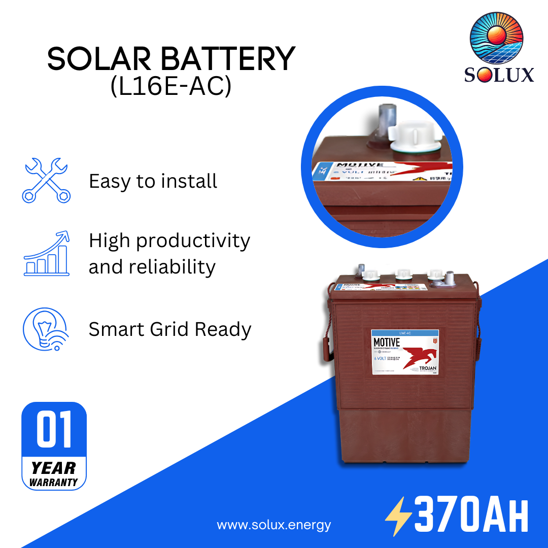 This is an image of Trojan Motive L16E-AC 370Ah Signature Deep-Cycle Flooded Battery
